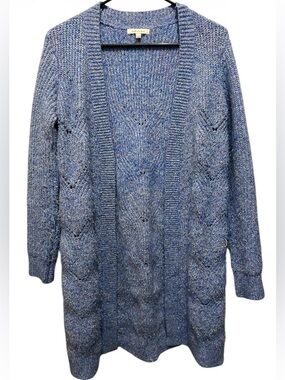 Skies Are Blue- Blue Open-Front Long Cardigan Sweater Sz S